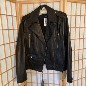 Cole Haan women's XLg black leather moto jacket